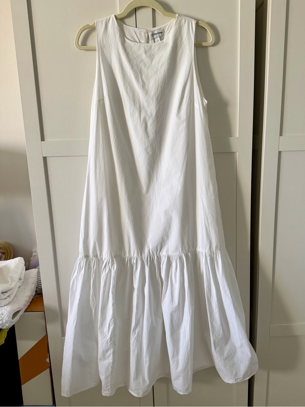 White Sleeveless Ruffle-Hem Maxi Dress
